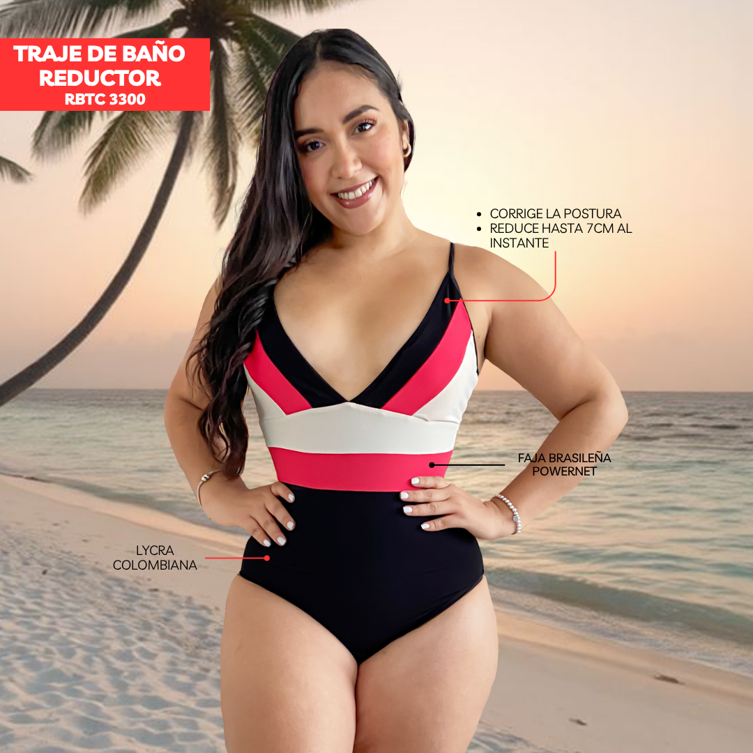 TRAJE DE BAÑO CON FAJA RBTC3300 TRICOLOR3 (ENTREGA INMEDIATA)