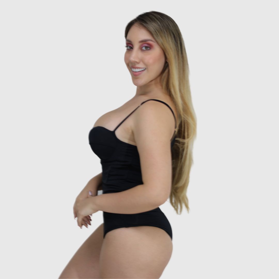 TRAJE DE BAÑO CON FAJA RBTC2002 NEGRO