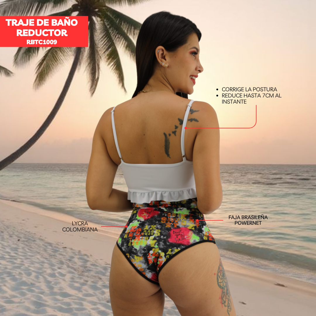 TRAJE DE BAÑO CON FAJA RBTC1009 ABCD BLANCO (STOCK FABRICA)