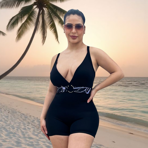 TRAJE DE BAÑO CON FAJA RBTC3006SHT NEGRO ESENCIALDUO (STOCK FABRICA)