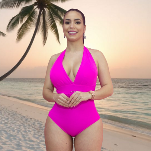 TRAJE DE BAÑO CON FAJA RBTC3003 FUCSIA (STOCK FABRICA)