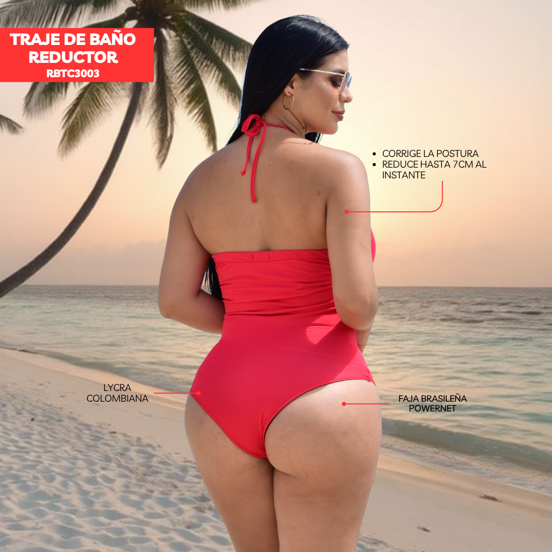 TRAJE DE BAÑO CON FAJA RBTC3003 ROJO (ENTREGA INMEDIATA)