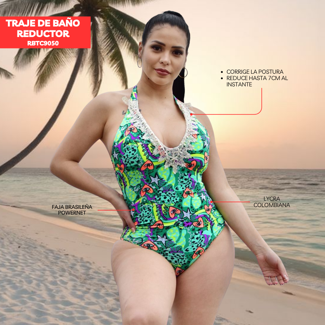 TRAJE DE BAÑO CON FAJA RBTC9050 GREENPRINT (STOCK FABRICA)