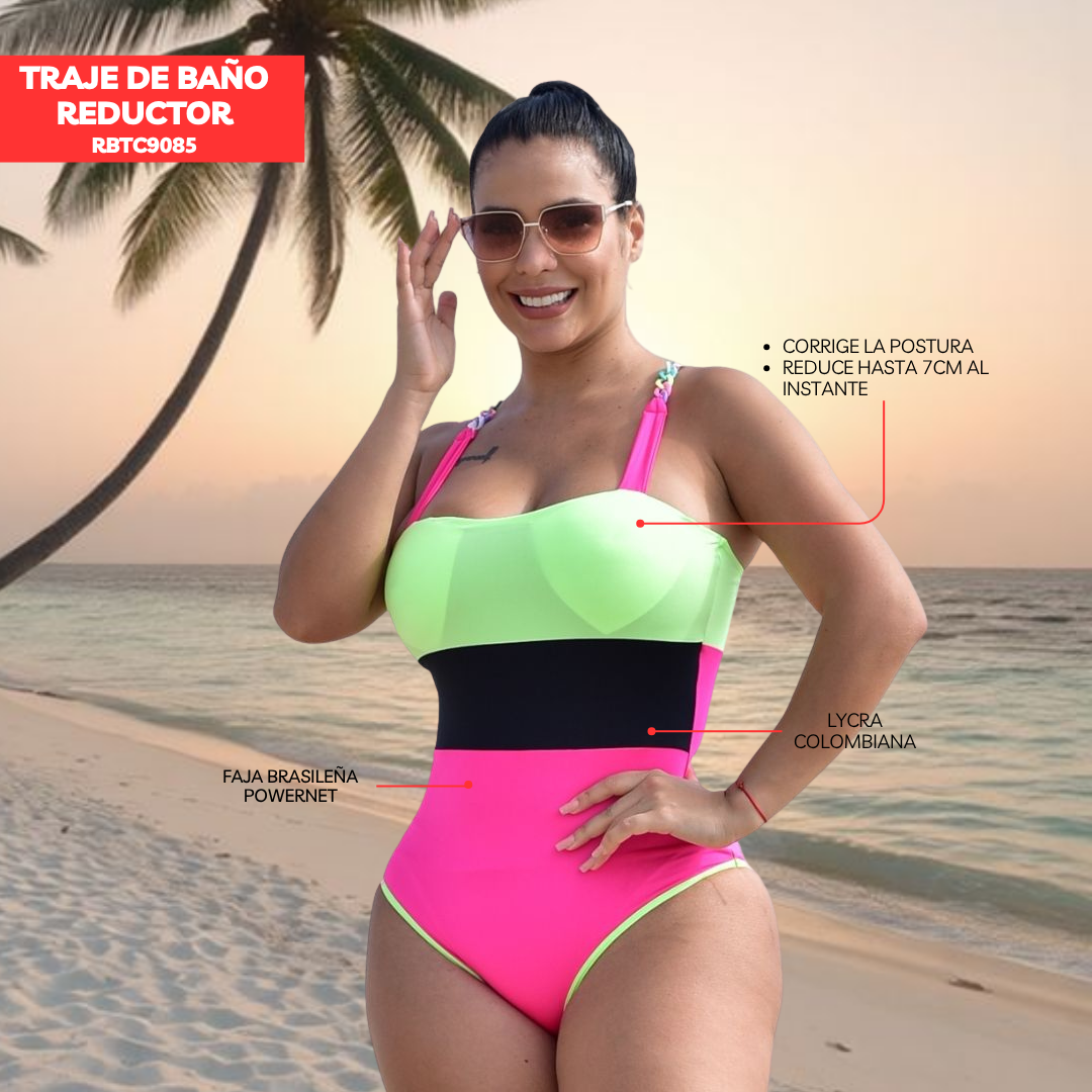 TRAJE DE BAÑO CON FAJA RBTC9085 TRICOLOR1 (STOCK FABRICA)
