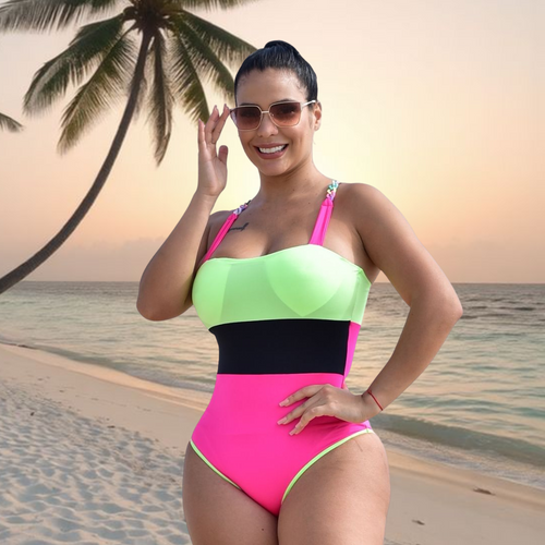 TRAJE DE BAÑO CON FAJA RBTC9085 TRICOLOR1 (STOCK FABRICA)