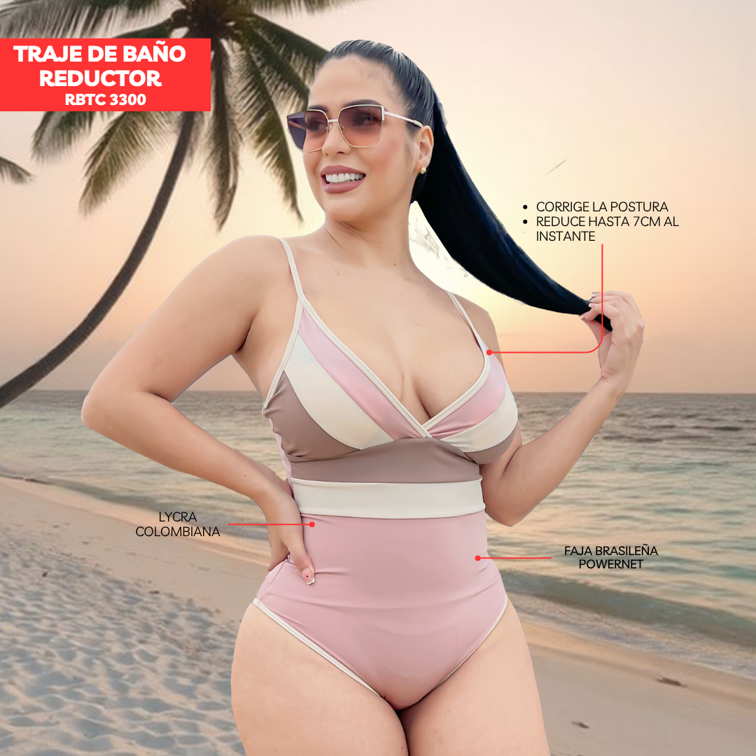 TRAJE DE BAÑO CON FAJA RBTC3300 TRICOLOR2 (ENTREGA INMEDIATA)