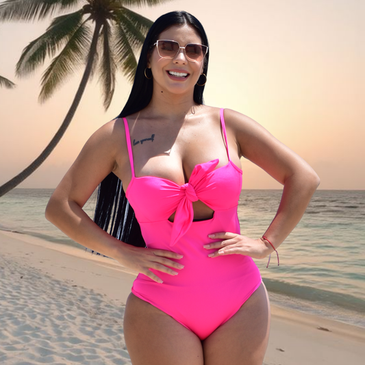 TRAJE DE BAÑO CON FAJA - COLECCION MODA RBTC9004 FUCSIA (ENTREGA INMEDIATA)