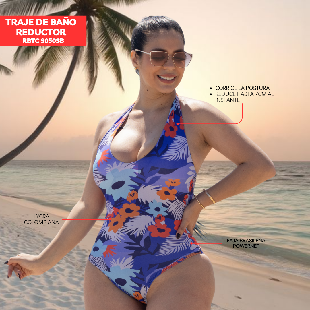 TRAJE DE BAÑO CON FAJA - COLECCION MODA RBTC9050SB FLORIS (ENTREGA INMEDIATA)