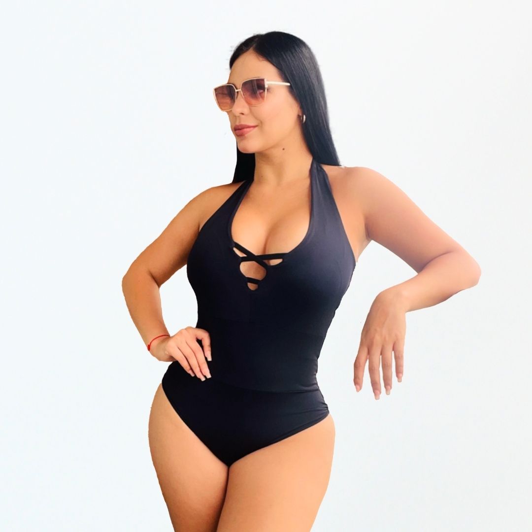 TRAJE DE BAÑO CON FAJA RBTC9090 NEGRO