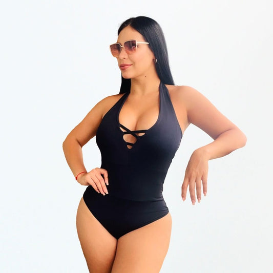 TRAJE DE BAÑO CON FAJA RBTC9090 NEGRO