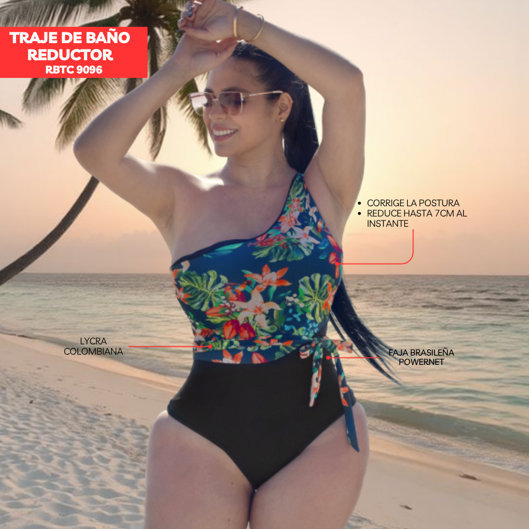 TRAJE DE BAÑO CON FAJA - COLECCION MODA RBTC9096 TROPICHAWAINEGRO (ENTREGA INMEDIATA)