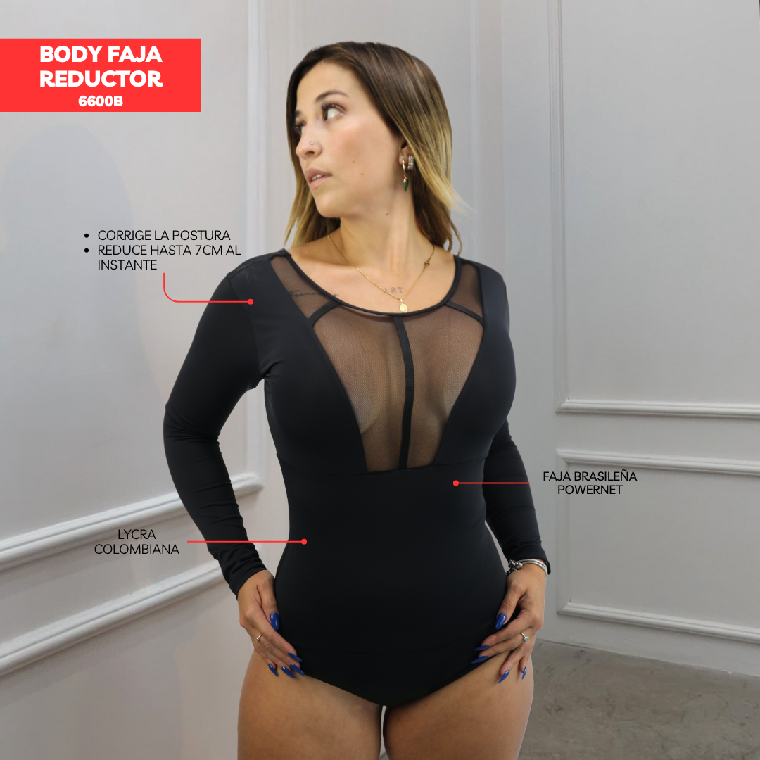 BODY FAJA REDUCTOR - MANGA LARGA 6600B (STOCK FABRICA)