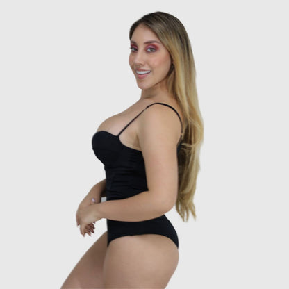 TRAJE DE BAÑO CON FAJA RBTC2002 NEGRO