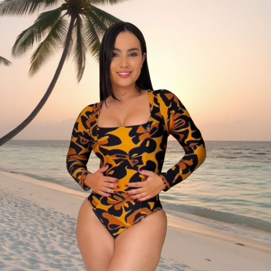 TRAJE DE BAÑO CON FAJA EXCLUSIVE RBT4600 MUSTARD (ENTREGA INMEDIATA)