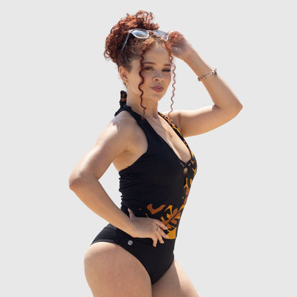 TRAJE DE BAÑO CON FAJA REDUCTOR RBTC9090 NEGROMUSTARD