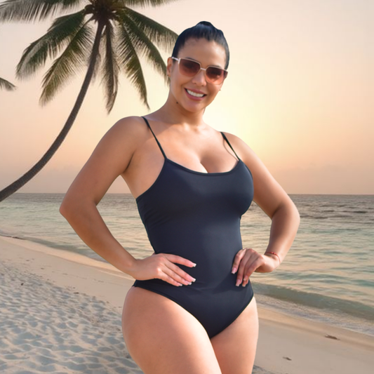 TRAJE DE BAÑO CON FAJA RBTC6400 NEGRO (ENTREGA INMEDIATA)