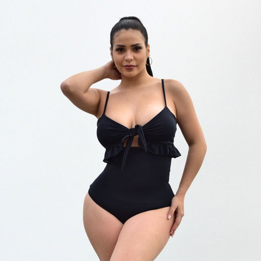 TRAJE DE BAÑO CON FAJA RBTC1009 NEGRO