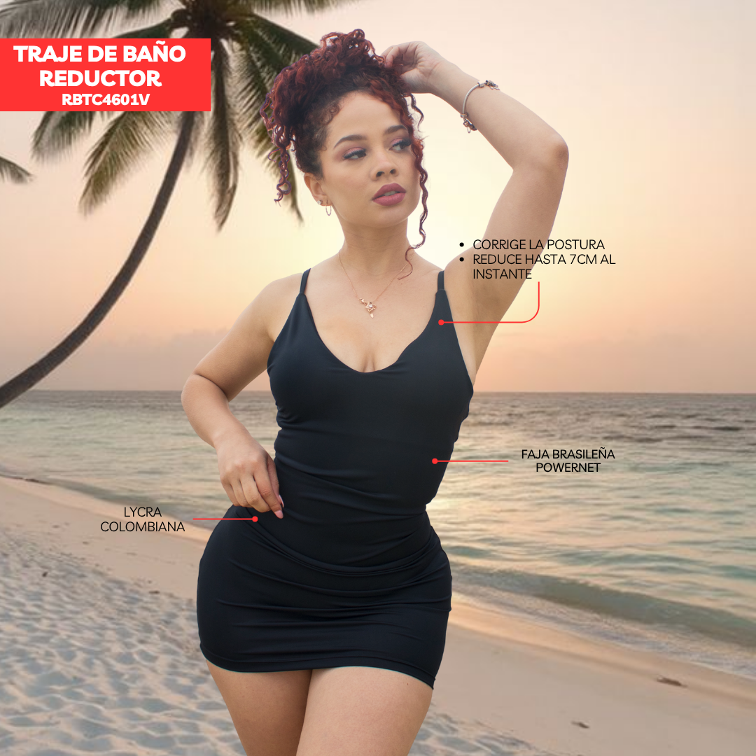 TRAJE DE BAÑO CON FAJA EXCLUSIVE RBTC4601V NEGRO (STOCK FABRICA)