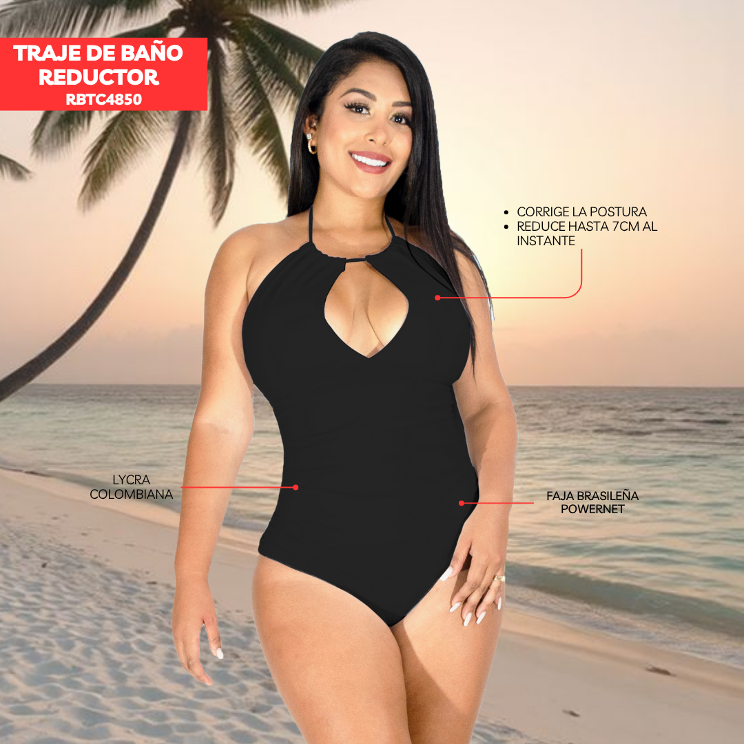 TRAJE DE BAÑO CON FAJA BASIC RBTC4850 NEGRO (STOCK FÁBRICA)