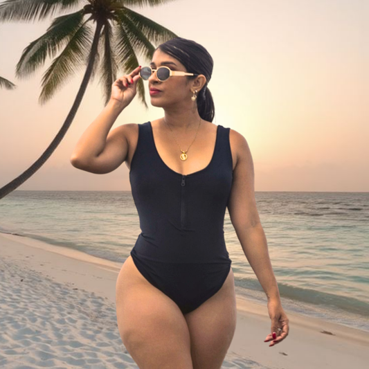 TRAJE DE BAÑO CON FAJA - COLECCION MODA RBTC2011H NEGRO (ENTREGA INMEDIATA)