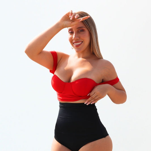 TRAJE DE BAÑO CON FAJA RBTC1002 ROJONEGRO