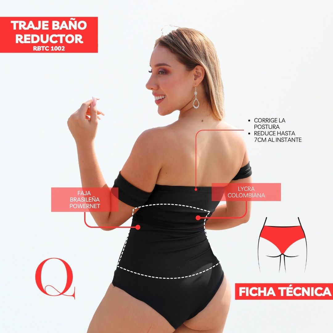 TRAJE DE BAÑO CON FAJA RBTC1002 NEGRO