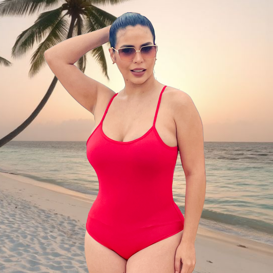 TRAJE DE BAÑO CON FAJA BASIC RBTC6400 ROJO (STOCK FÁBRICA)