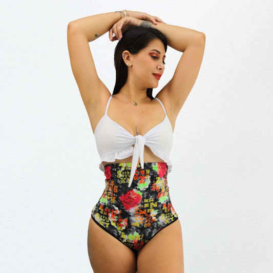 TRAJE DE BAÑO CON FAJA RBTC1009 ABCD BLANCO