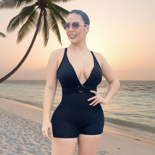 TRAJE DE BAÑO CON FAJA RBTC3006SHT NEGRO (ENTREGA INMEDIATA)