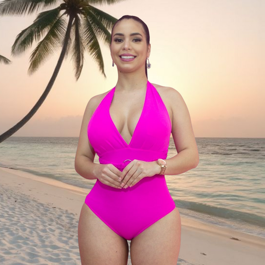 TRAJE DE BAÑO CON FAJA RBTC3003 FUCSIA (STOCK FABRICA)