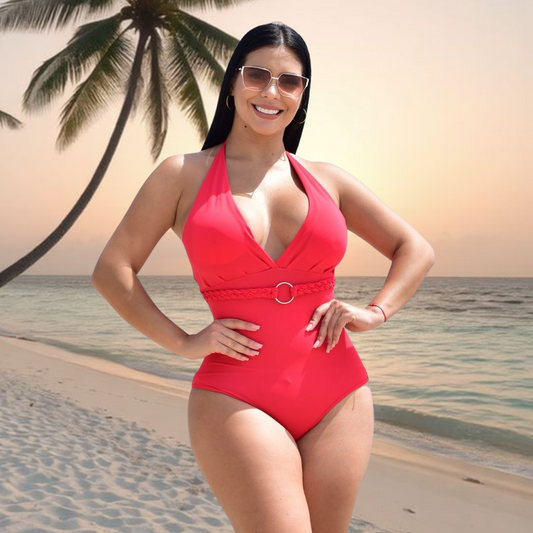 TRAJE DE BAÑO CON FAJA RBTC3003 ROJO (ENTREGA INMEDIATA)