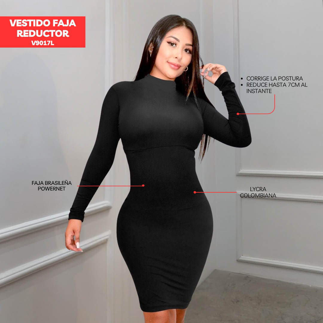VESTIDO FAJA REDUCTOR V9017L (ENTREGA INMEDIATA)