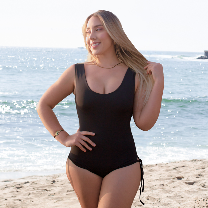 TRAJE DE BAÑO CON FAJA - COLECCION MODA RBTC7040 NEGRO (ENTREGA INMEDIATA)