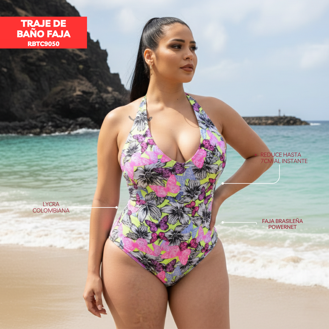TRAJE DE BAÑO CON FAJA- COLECCION CASUAL RBTC9050 BUTTERFLY (STOCK FABRICA)