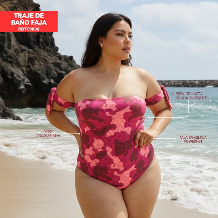 TRAJE DE BAÑO CON FAJA - COLECCION CASUAL RBTC9030 CAMUVINO (ENTREGA INMEDIATA)