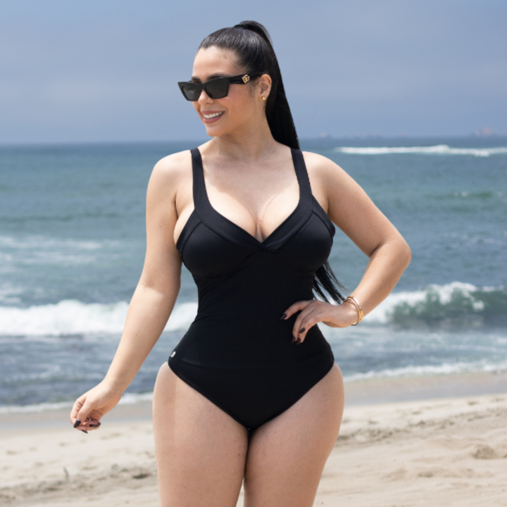 TRAJE DE BAÑO CON FAJA- EXCLUSIVE RBTC2513 NEGRO (ENTREGA INMEDIATA)