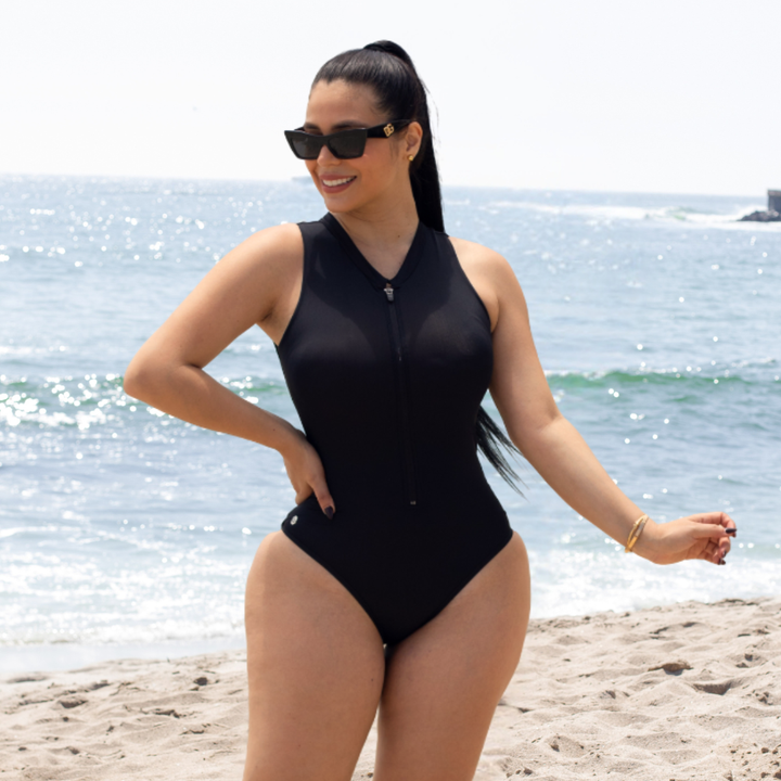 TRAJE DE BAÑO CON FAJA- EXCLUSIVE RBTC2501 NEGRO (ENTREGA INMEDIATA)