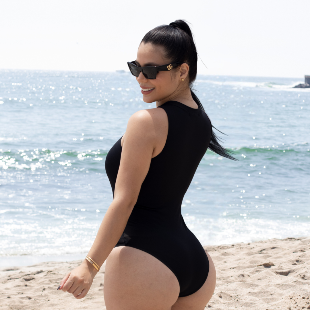 TRAJE DE BAÑO CON FAJA- EXCLUSIVE RBTC2501 NEGRO (ENTREGA INMEDIATA)