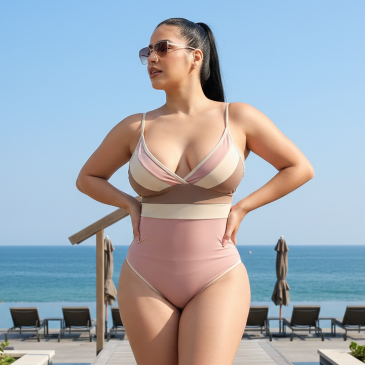 TRAJE DE BAÑO CON FAJA - COLECCION MODA RBTC3300 TRICOLOR2 (ENTREGA INMEDIATA)