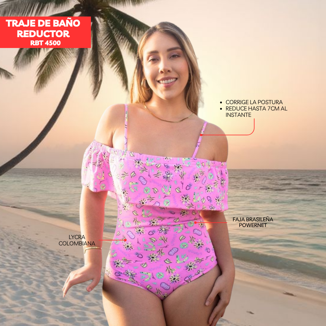 TRAJE DE BAÑO CON FAJA RBT4500 PINK (ENTREGA INMEDIATA)