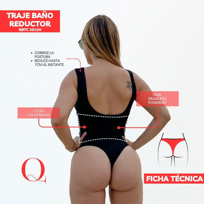 TRAJE DE BAÑO CON FAJA RBTC2011H NEGRO