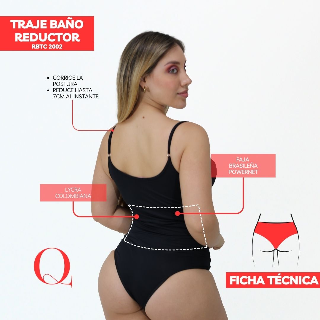 TRAJE DE BAÑO CON FAJA RBTC2002 NEGRO